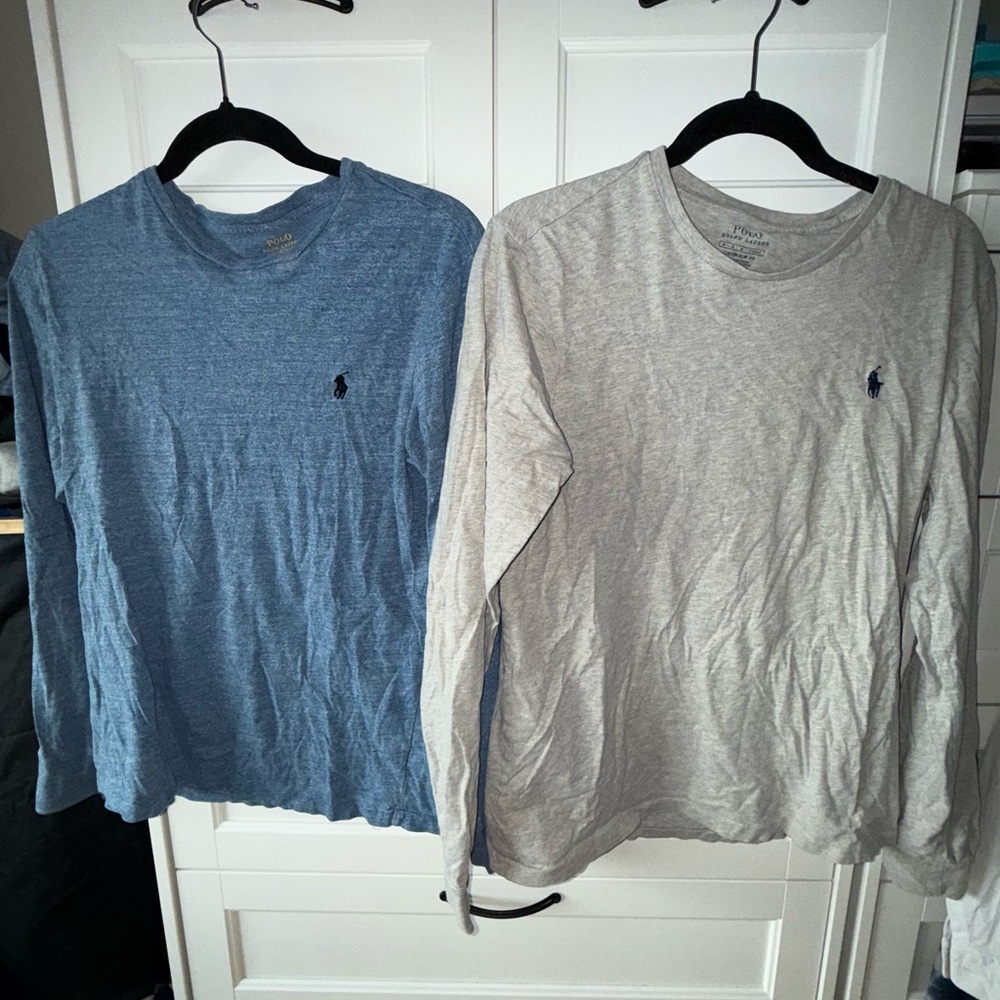 2 Polo Ralph Lauren Long Sleeve Tees (Size M) – Custom Fit Crewneck Bundle